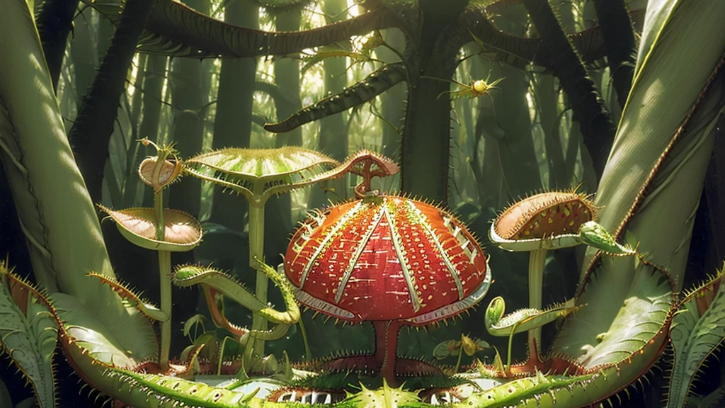 ((Venus flytrap tree :1.5) in the forest, landscape:1.5