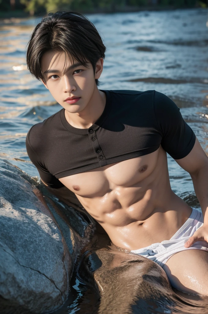 20-year-old handsome guy,looking to the camera,frontage,high qulity,tmasterpiece,8K.4K,1080P,Light-sensitive,Flood