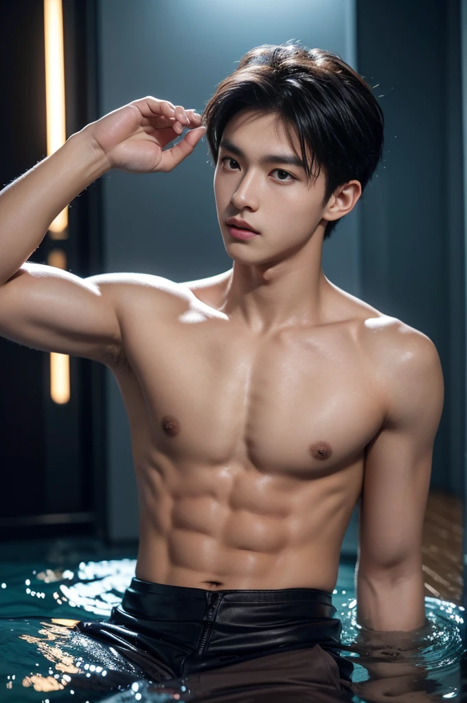 20-year-old handsome guy,looking to the camera,frontage,high qulity,tmasterpiece,8K.4K,1080P,Light-sensitive,Flood