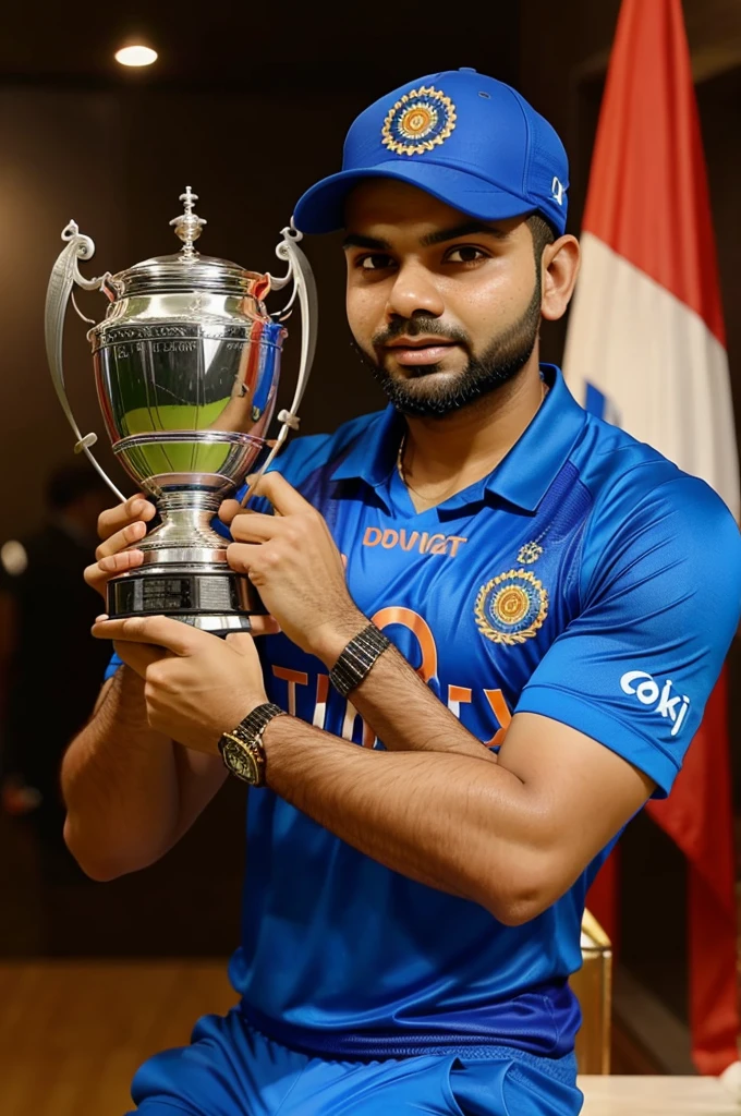 Rohit Virat with icc t20 trophy 