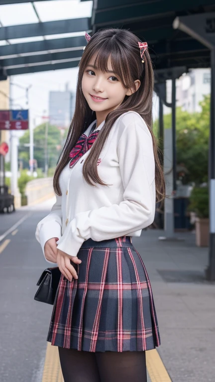 8K, (Ultra HD:1.2), (masterpiece:1.5), 1 Girl, 16 years old,High school student cosplay,Cute face, very beautiful twin tails, fine grain, Small Bust, Baby Doll Costume, (Rainbow color dress costume:1.4), (Retro Filter:1.4), (Fantasy:1.4), (Standing in front of a merry-go-round at night, Under the light:1.5), Airy fluffy soft landscape background, Ultra-realistic, Ultra-high quality cinema lighting, More information, Full HD, Perfect body,smile,150cm,skinny,View your audience,