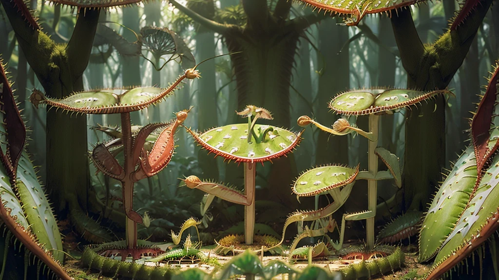 ((Venus flytrap tree :1.5) in the forest, landscape:1.5