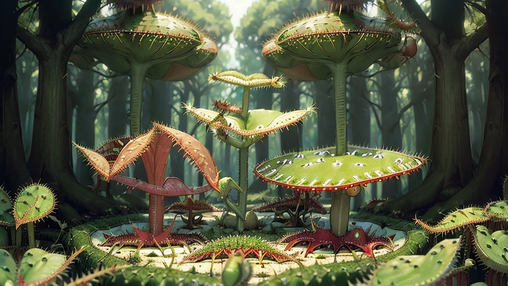 ((Venus flytrap tree :1.5) in the forest, landscape:1.5