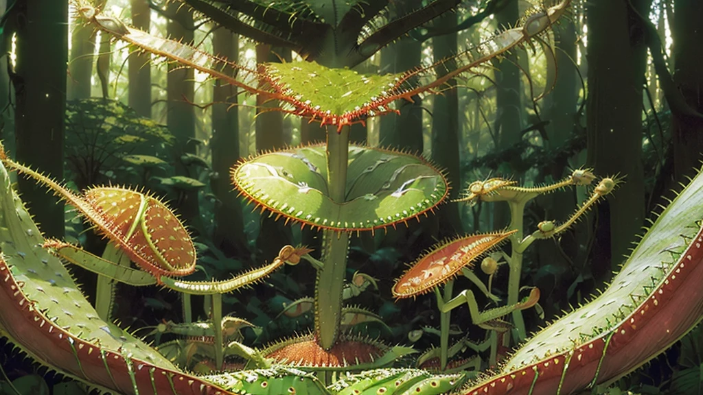 ((Venus flytrap tree :1.5) in the forest, landscape:1.5
