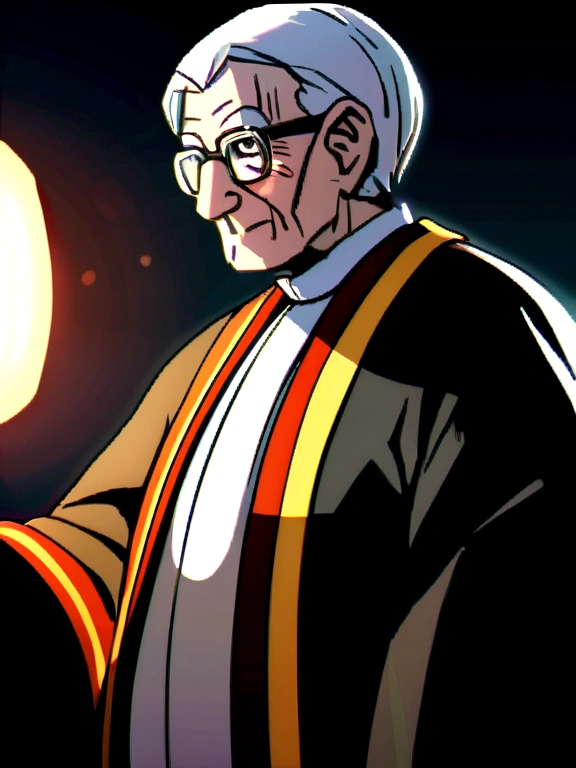 Elderly librarian in robe 8k