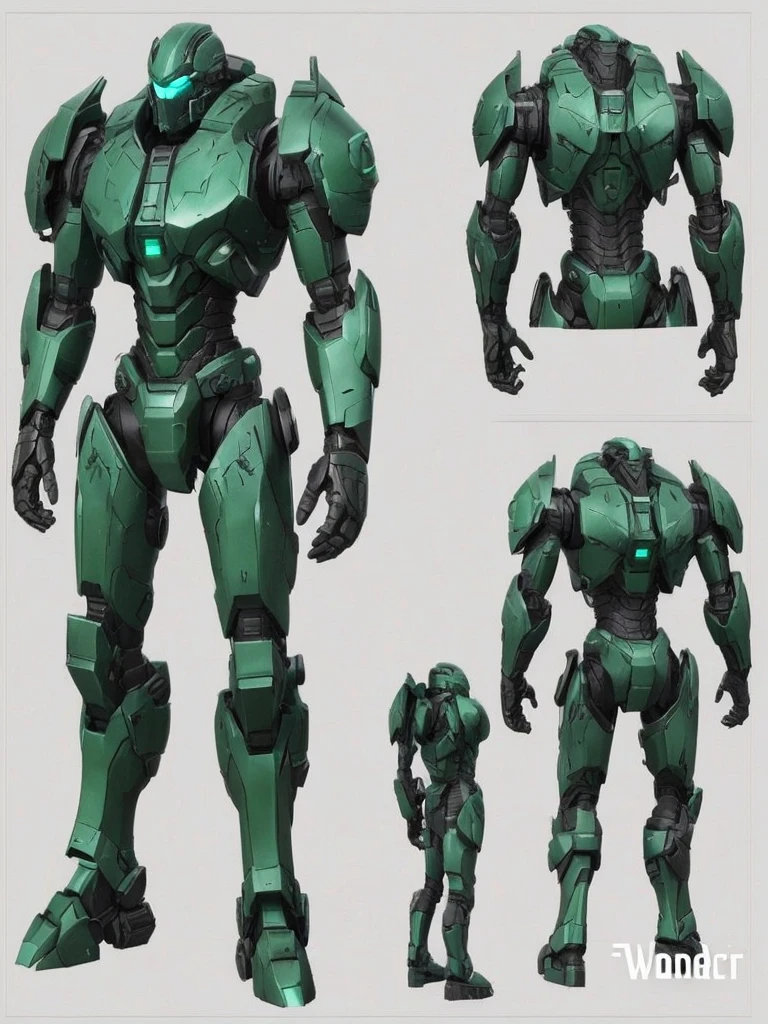 3D pacific rim jaeger, green and black color, ( bulky plates)