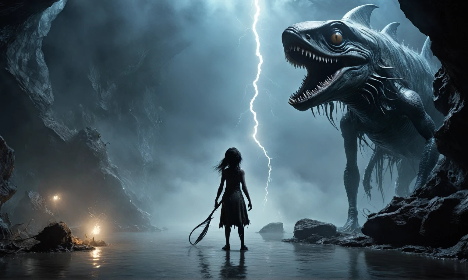 full body length,niobium goblin,native africa xenomorph,once pretty face,eyebrow up,full body shot,ominous landscape,niobium gray atmosphere,photo,photorealism,Masterpiece,natural skin textures, hyper realism,hyper detailed,High contrast,Realism,Ultra Detailed,irina yermolova,close full body shot,32K resolution,Nikon Z9, ,demonic, dust, smoke, audience, mist, featuring ultra-realistic and hyper-realistic elements, Marta Bevacqua, Ellen Jewett, Kawacy, Katsuya Terada, Carne Griffiths, explosive lightning, concert lighting, bokeh, luminal space that feels both bright and surreal. Includes liquid fluid elements for added depth and movement. Rendered in an unreal engine and post-processed to achieve . Evokes a sense of dreamy, ethereal,ancient rock paintings of the first people,of sharkfish's leather and mystical mood,horror pixar movie still,thriller disney movie ,pixar render, animated ,suicide