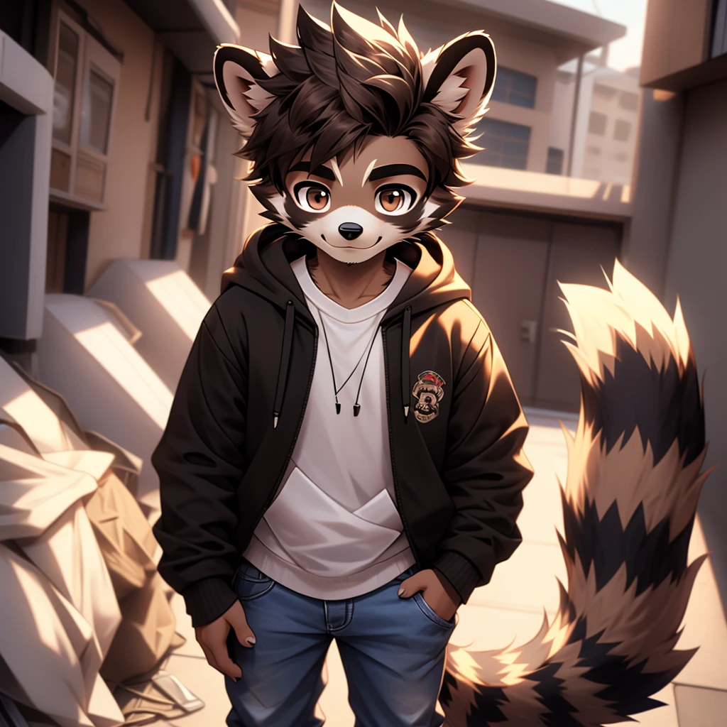 A common raccoon, furry, furry boy, 15 years old, common raccoon ************, teenage furry shota, with brown eyes, brown eyes, furry boy common raccoon, cute hoodie, cute jeans, wearing a hoodie and jeans, tween, teenager, Teenager, 15 years old, Adult, youngster, hairy adult, coming of age, youngster, 20 years old, hairy adult, one , one person only, hairy alone