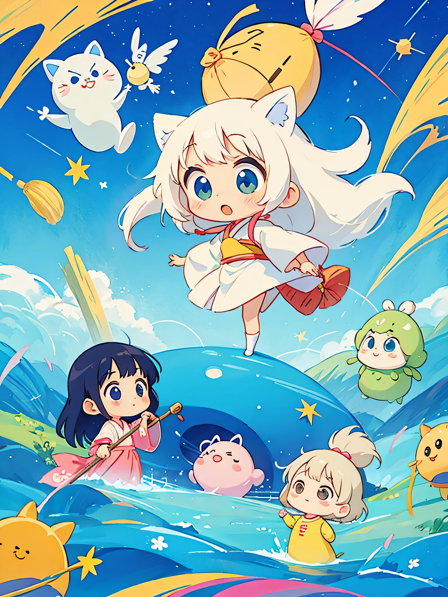 Hayao Miyazaki style、Kawaii Design, The most beautiful girl of all time、chibi, Tanabata