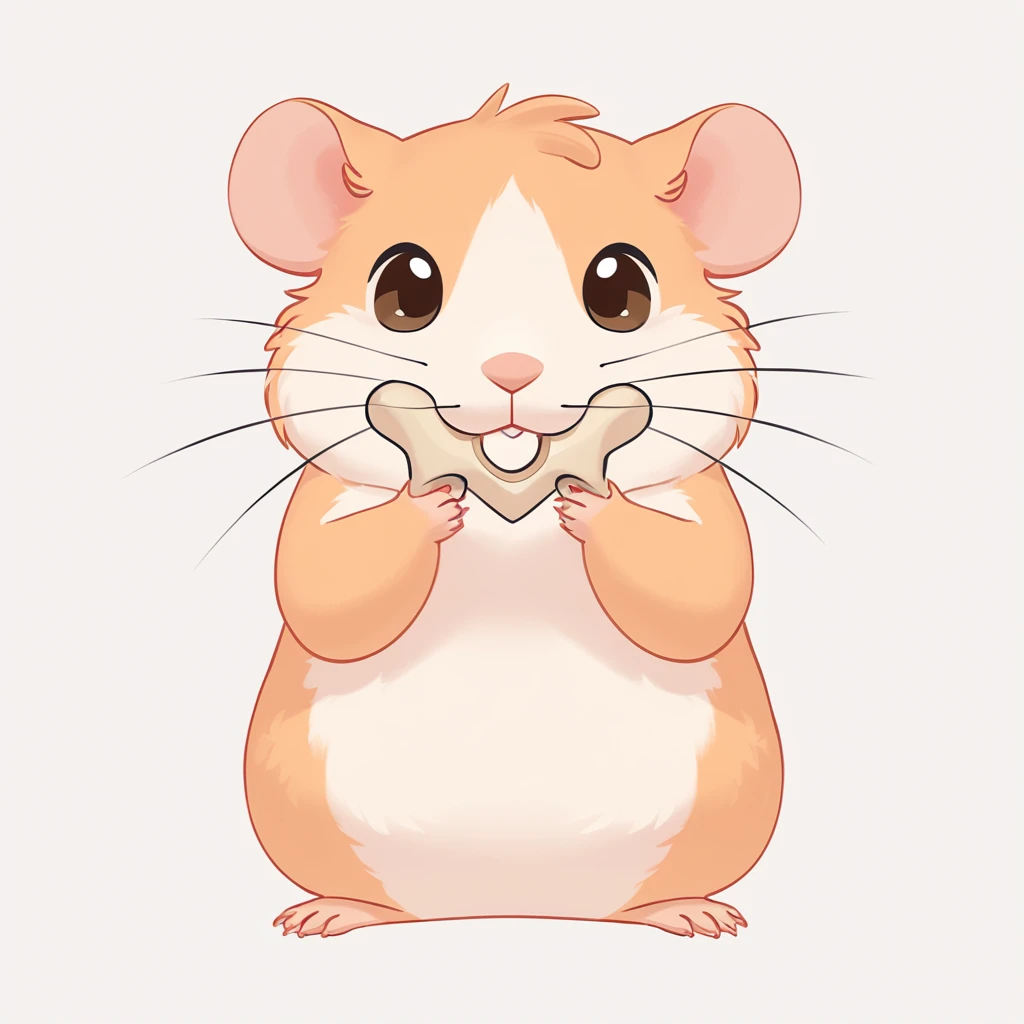 hamster holding a bone in anatomical illustration art style