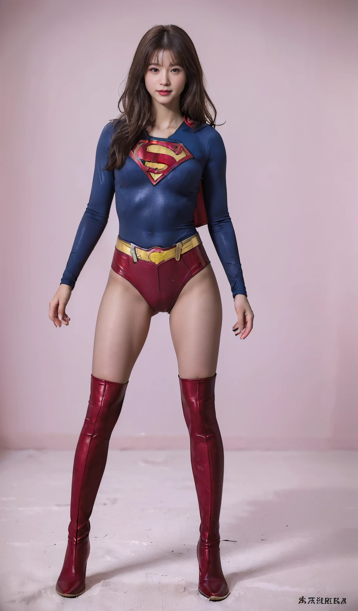 No background、(((Sweating profusely))).(((Beautiful legs in black tights.)))、(((Legally express the beauty of your smile)))、((((Make the most of your original images)))、(((体にぴったりフィットするSupergirl Costume)))、(((Supergirl Costume)))、(((short and beautiful hair)))、(((suffering)))、(((Please wear black tights....、Wear red boots)))、((Best image quality、8K))、((Highest quality、8K、masterpiece:1.3))、(((Preserve background )))、Sharp focus:1.2、Beautiful woman with perfect figure:1.4、Slim Abs:1.2、Wet body:1.5、Highly detailed face and skin texture、8K