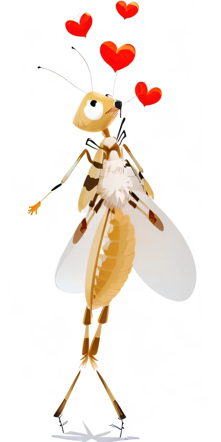 Cartoon drawing of a mosquito，Love is flying around, a humanoid mosquito