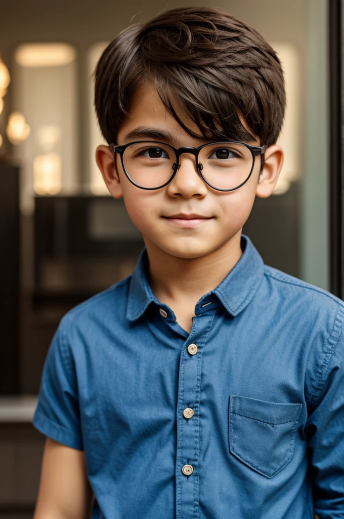Make a boy with glasses and donot show his face