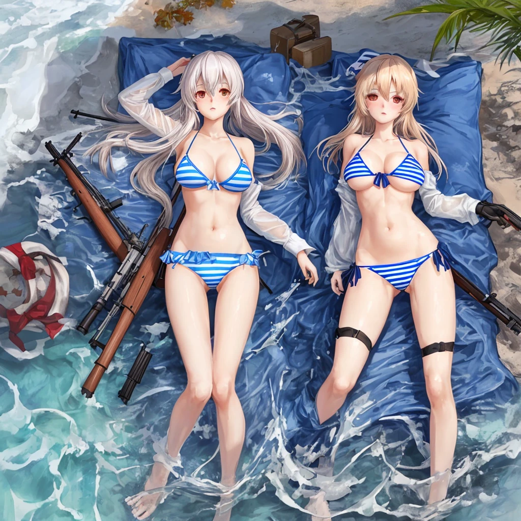 T-Doll Mosin Nagant with blue and white striped bikini 