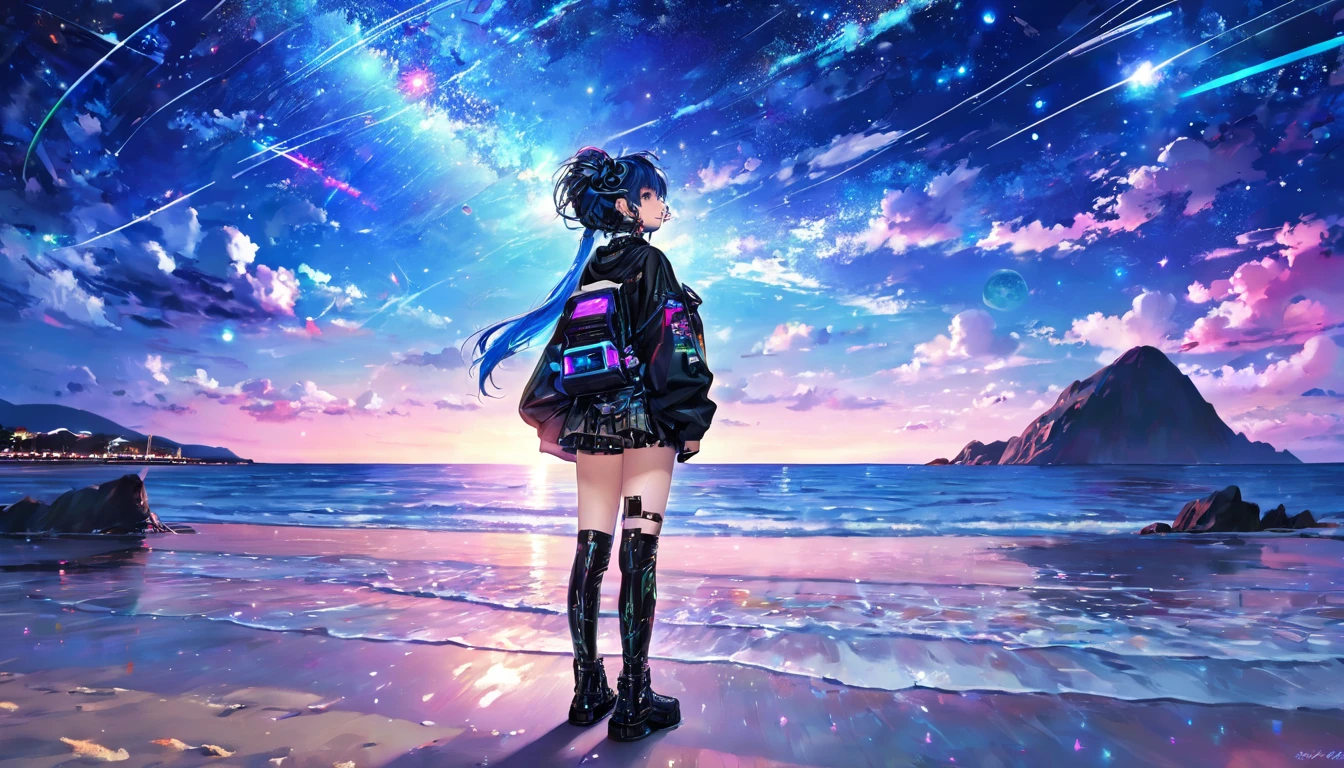 cyber punk、Beach、Starry Sky