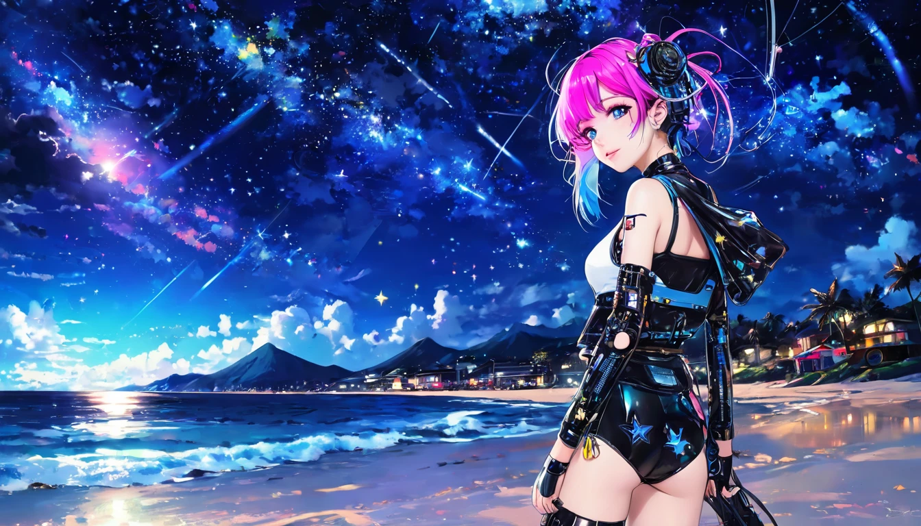 cyber punk、Beach、Starry Sky