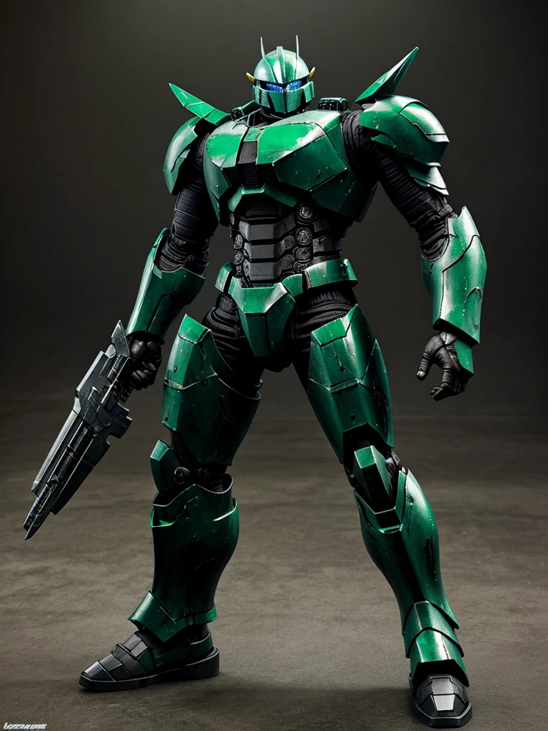 3D pacific rim jaeger, green and black color, knight inspired armor