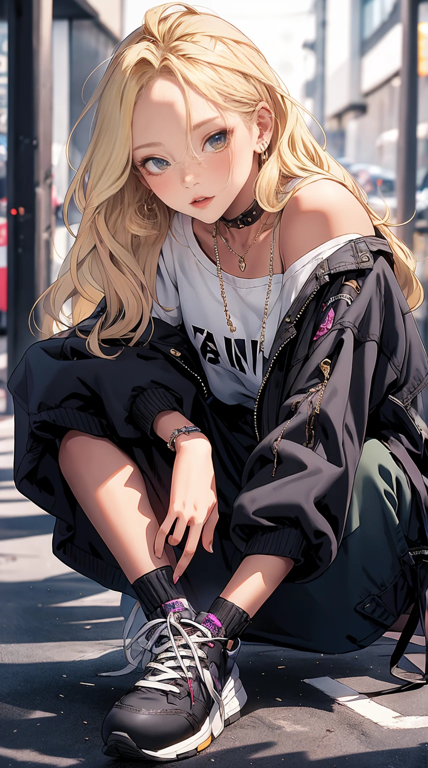 skater outfit, city, tokyo, sunny, arrogant expression, domineering smile, masterpiece, best quality