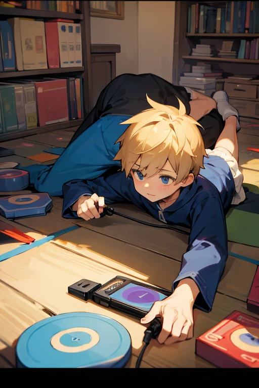 Boy plays with CD
games