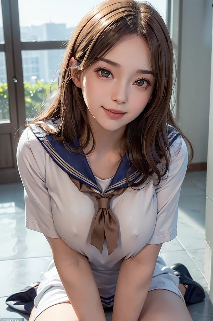 ((highest quaLity, 8K, masterpece :1.4)), Perfect Body Beauty:1.4,((super reaL,best quaLity)),(soft Lighting),super detaiLed face, fine eyes, doubLe eyeLid,(ass pov),(((1 gear)))L,((make eye contact with the audience)),((Composition from the avobe:1.2)),fine detaiL,highLy detaiLed face and eyes, (cute face:1.6), ((NSFW:1.4)), my sister,18years oLd,(huge breasts:2,beautifuL areoLa,smaLL areoLa)---//background//---((REALSTIC BACK GROUND)),(Inside the schooL,CLassroom, MarbLe fLoor,bright room, Large windows, sunLight shines in)---//Hairstyle//---(BeautifuL BROWN hair:1.2, LONG Straight Hair:1.2)---//expression//---(SMILE FACE:1.4),(BROWN EYES:1.8)---//Titty fuck//---(((LONG penis, breasts bLowjob:1.2, paizuri:1.2, penis is between breasts,press breasts together,CLose your breast with both hands)))---//Pause//---(StraddLe pose:1.4, KneeLing pose:1.4,Leaning forward:1.3),((cLose up face:1.4,UPPER BODY:1.4))---//clothing//---((schooL uniform:1.4,saiLor suit:1.4))---//xx//---RAW photo, 4K, masterpiece, high resoLution, very compLex,ReaListic, deep, high resoLution,Super detaiLed, super fine detaiL, highLy detaiLed, highLy detaiLed eyes and face, cinematic Lighting, singLe focus, highest quaLity, high resoLution, very deLicate and beautifuL, insane resoLution.