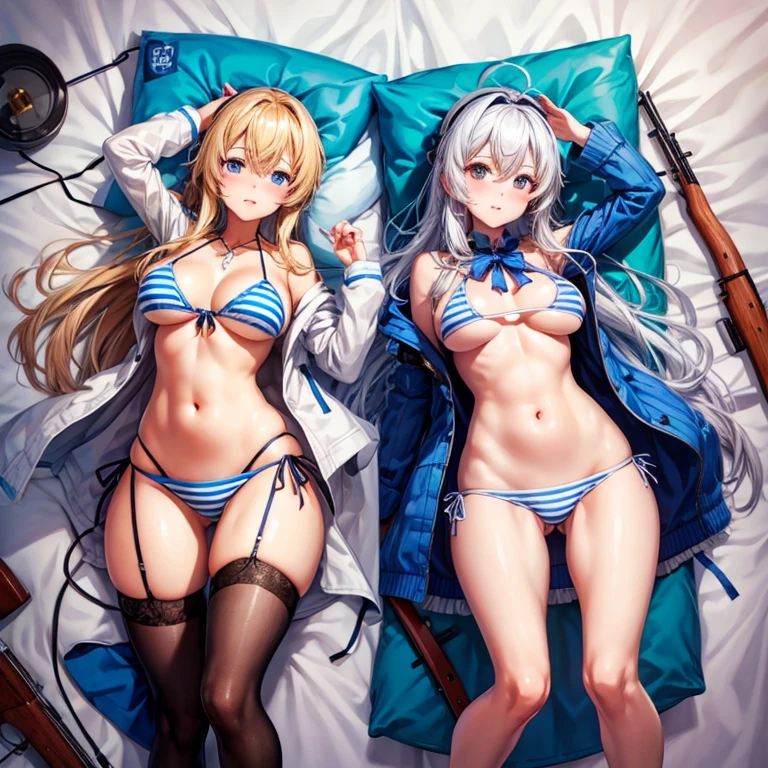T-Doll Mosin Nagant with blue and white striped bikini