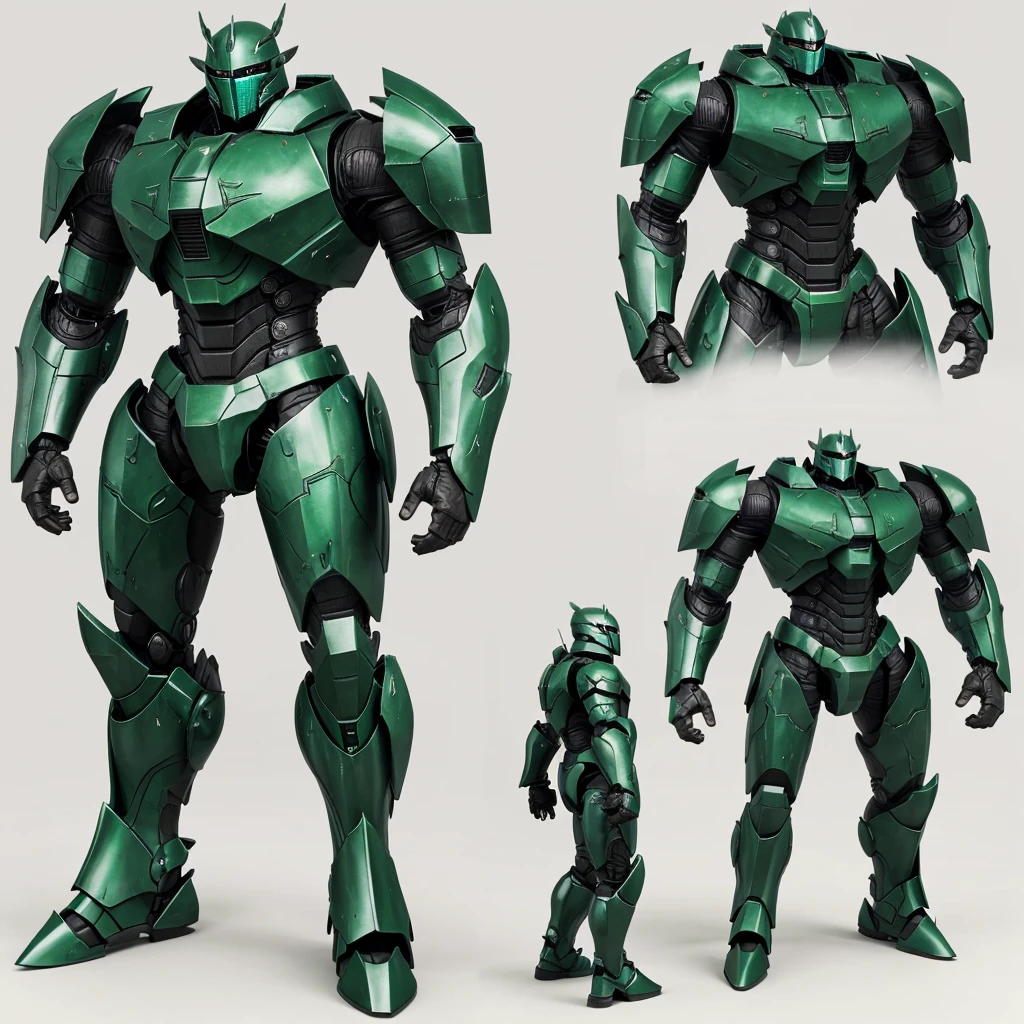 3D giant
pacific rim jaeger, green and black color, knight inspired armor
