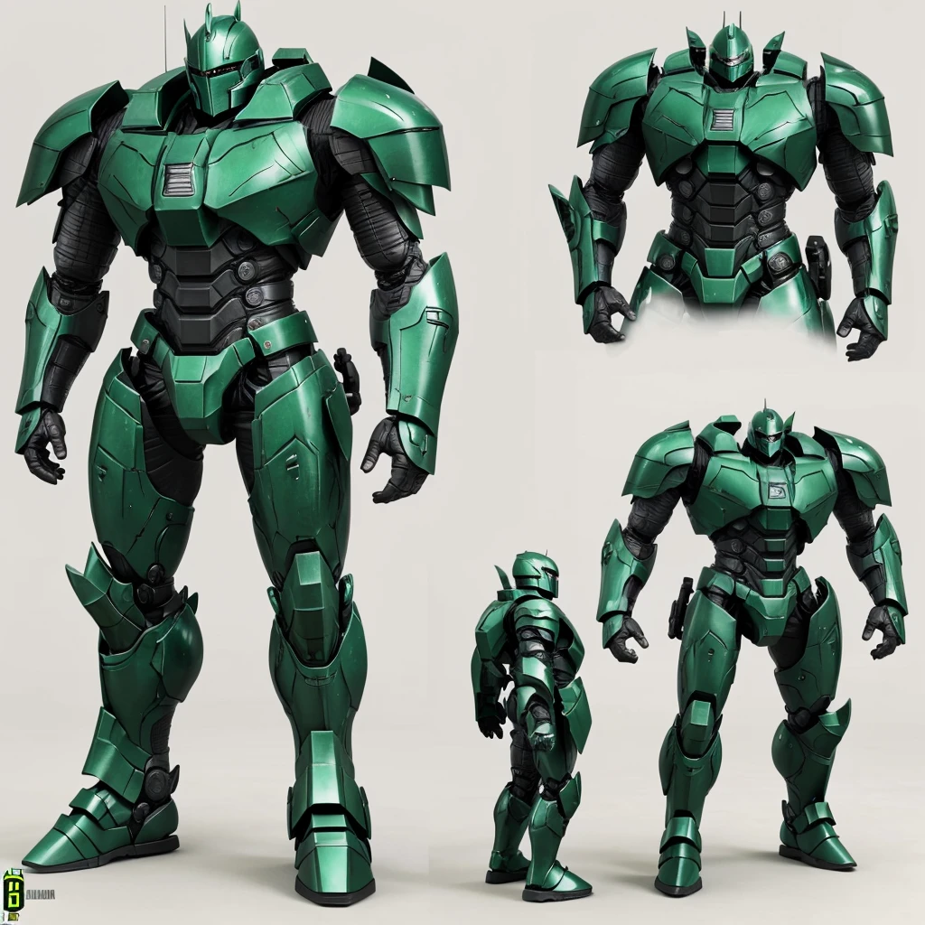 3D giant
pacific rim jaeger, green and black color, knight inspired armor