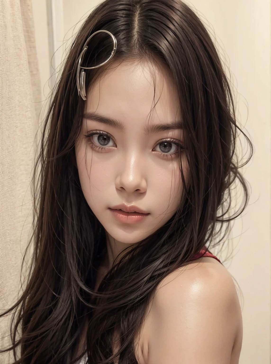 Mujer arafed con largo cabello rojo y ojos azules posando para una foto., sol yunjoo, ulzzang, jinyoung shin, heonhwa choe, aparcar desde-min, kim doyoung, pale korean adorable face, muchacha coreana, pale and light skin!!, hermosa mujer surcoreana, jaeyeon nam, lee ji - eun, lee ji-eun WINTER aespa