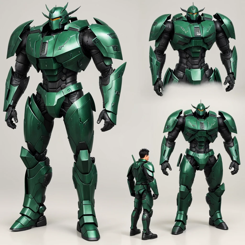 3D giant
pacific rim jaeger, green and black color, samurai inspired armor
