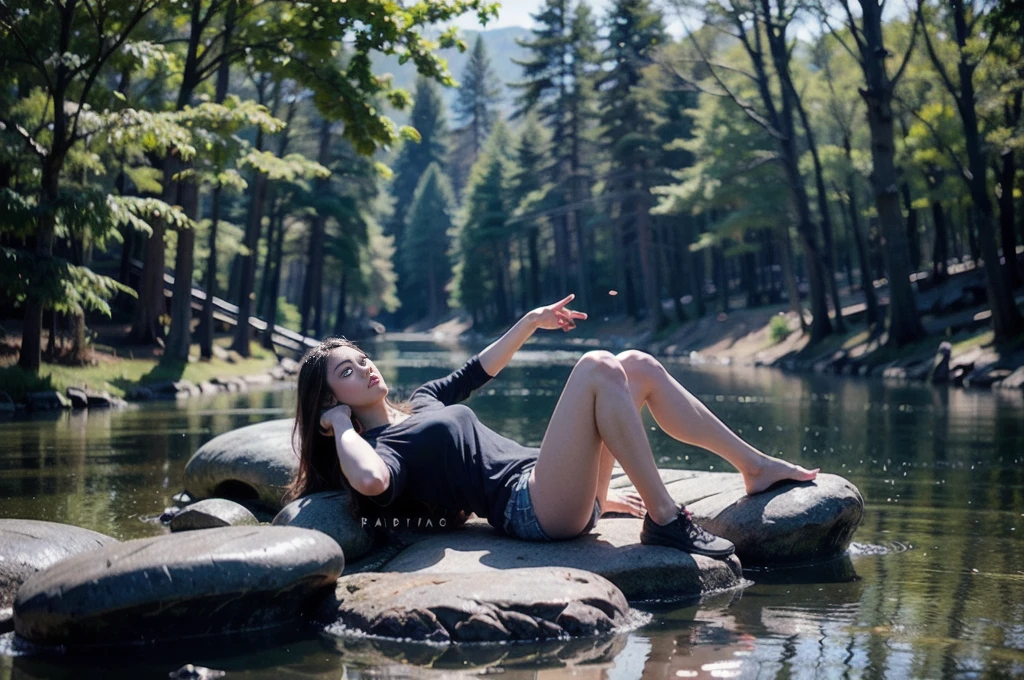 [elder sage man sitting by the river, ((lifeless human body floats on the river))]. Bushes and trees on both sides of the river. Sage man is sitting on a grey rock, in the haze of midday. Detailed photorealistic shot. [8K, Best Quality, Masterpiece, Ultra High Resolution, (highly detailed CG unity 8k wallpaper), (best photo), (best shadows), isometric 3D, octane rendering, ray tracing, highly detailed, (wide panoramic view: 1.1), (Best quality, 4K, 8k, A high resolution, masterpiece:1.2), absurdity, masterpiece, ultra detailed, (realistic, photorealistic, photorealistic:1.37), complex parts, HDR, (complex parts:1.12), (hyper detailed, hyper realistic, Soft lighting, spicy:1.2), (complex parts, Hyper detailed:1.15). Blurred foreground. (backlit), realistic, masterpiece, high quality, brightness, chromatic aberration, by Jeremy Lipking, 8k uhd, some smoke, shadows, contrast, clear sky, (warm hue, warm tone), high details, natural reflections].