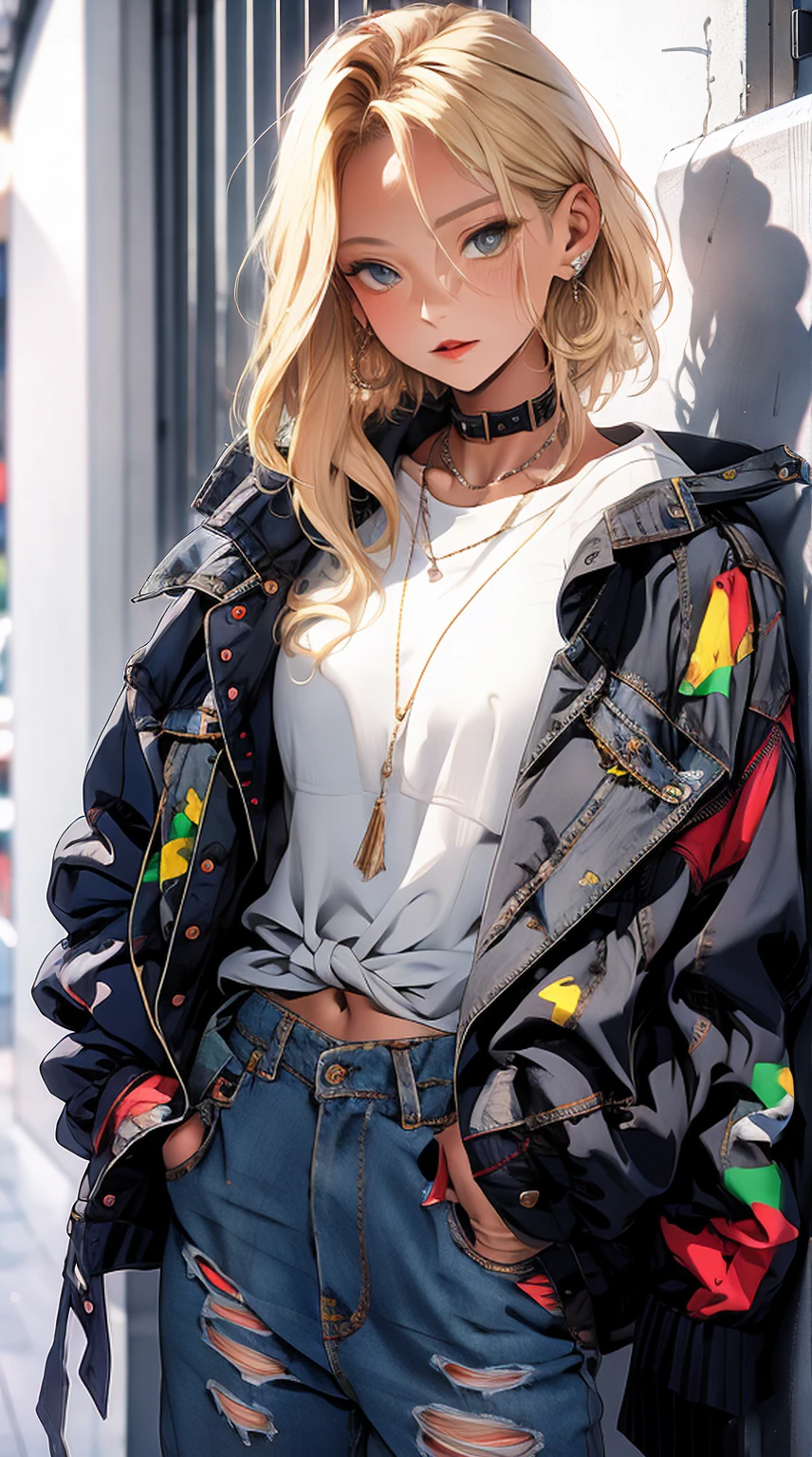 masterpiece, Highest quality, Pixiv, Cool girl, Earrings, Blonde, (Dark Skin), Gal