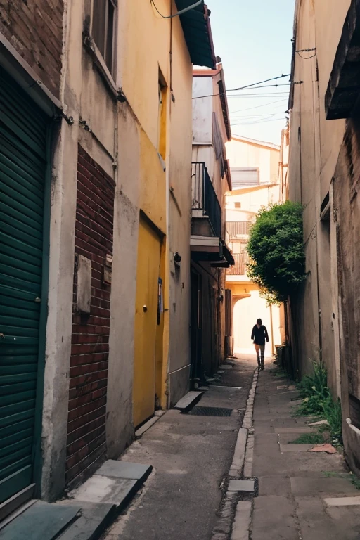 furina walking barefoot through a dark alley. Ropa negra. Lingerie.  --auto --s2