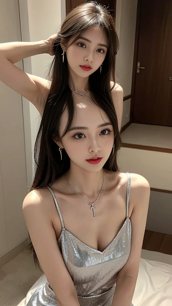 (Canon RF85mm f/1.2), (8K, original photo, best quality), (masterpiece), (Practical, photograph Practical), (Very detailed, High Detail, Best image quality, Very detailed, high resolution, Very detailed, Very detailed的描述, Ultrafine, Extremely exquisite and beautiful work), Beautiful and delicate girl, Solo Girl, ((Perfect body)), Very detailed eyes and face, White skin, Noble and beautiful, ((The skin texture is delicate, Pores)), Perfect anatomical structure, Beautiful Body, Delicate face, Slim abdominal muscles, Slim waist), Big Ass, (Large Breasts, Breast enlargement), (cleveage), (Soulful gaze, soulful eyes, Glowing eyes), (Beautiful clear eyes), (Bounce Curly Messy Long Hair), (Smile:1.2), (Fascinated expression), (Beautiful appearance), ((Low-cut,Wedding dress,No Sling,Show your shoulders,E Cup)), ((Tight)), ((Bud)), ((wear glasses)), earrings, necklace, ((night)), ((Street View, moonlight)), Physically Based Rendering, Realistic lighting, (((Deep Crack))), ((Looking at the audience)), ((eternal)), ((Happy and shy))
