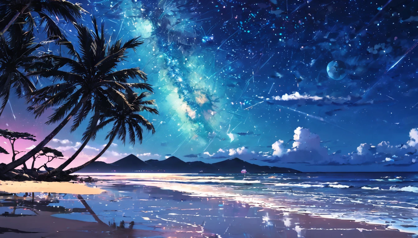 cyber punk、Empty beach、Starry Sky