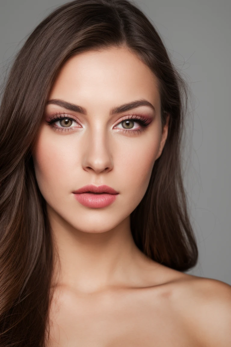 Women,beautiful,lips,wide,looking at the viewer,make up,nose,realist,Alone,Upper part of the body,photo and gross,studio_shooting,8k hd,DSLR,soft lighting,high quality,film grain