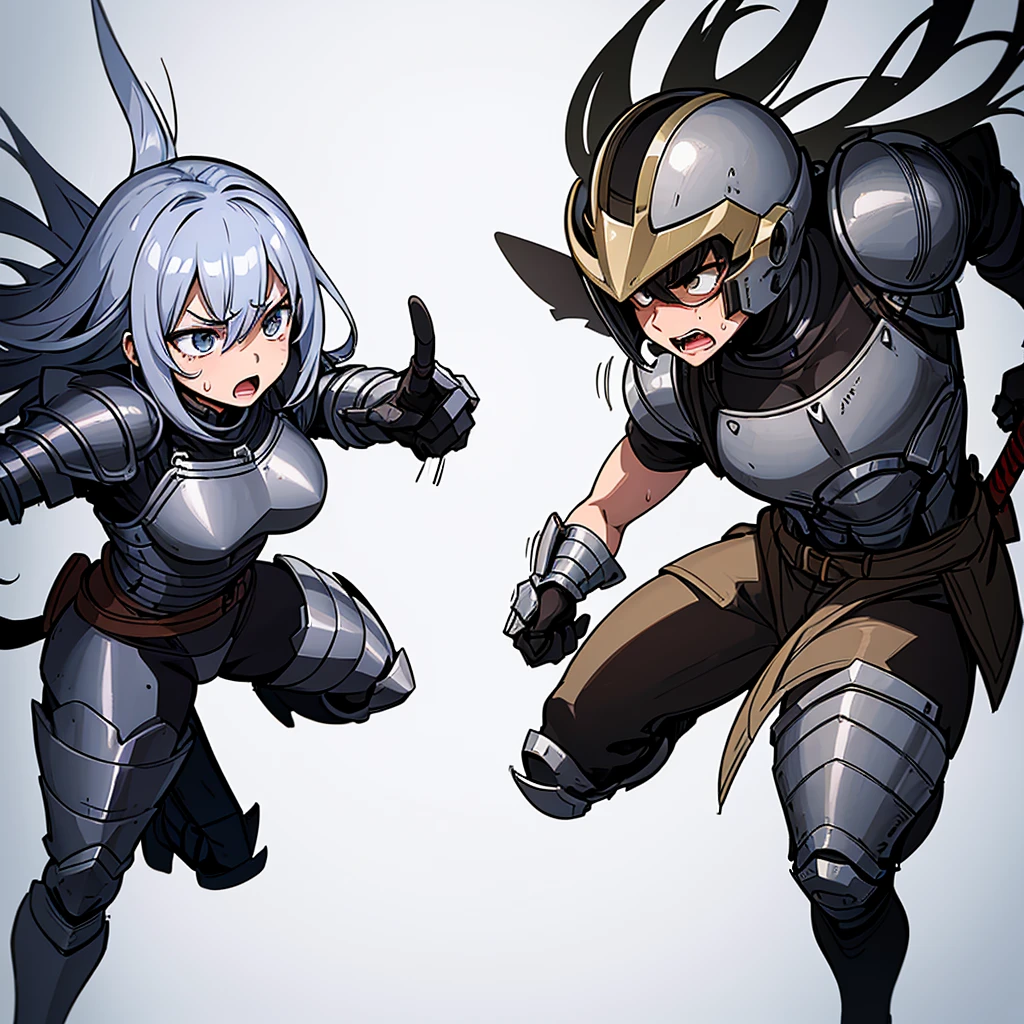 (Chibi Character)、((Full body character concept, Detailed character design))、Highest quality, Best Quality,Best illustrations、(((Iron Helmet))),Medieval Armor、Medieval Knight、Full grey armor、(((20-year-old male)))、Dramatic Angle、(battle)、battlefield、Movement angle、Grab the sword、wasteland、(Fighting stance)、Run、(((White background)))、(20 people、multiple)、early、(get annoyed、Open your mouth、Sweat)