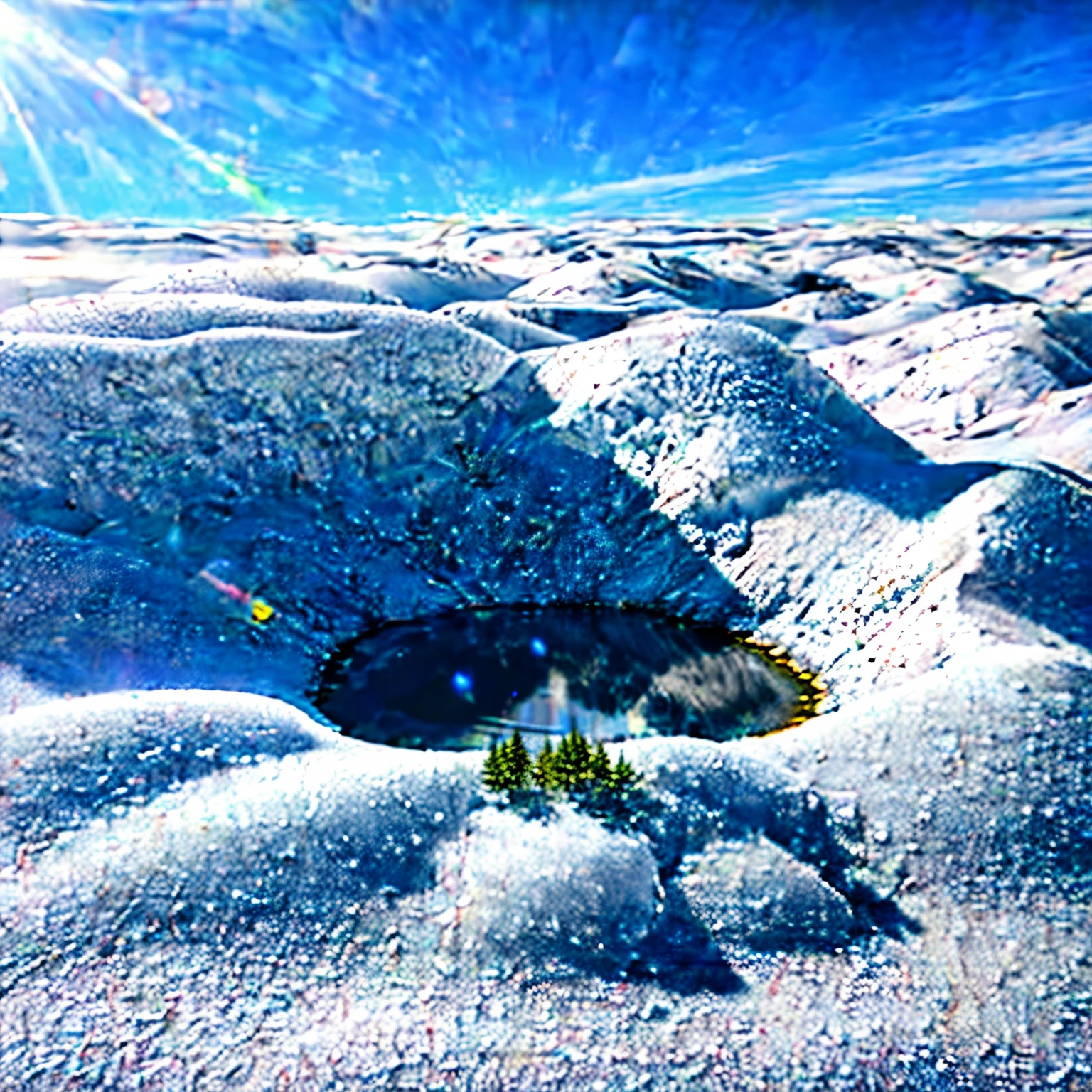 incredibly absurdres,unity 8k wallpaper, mountain,scenery,sky,day,reflection,blue sky,snow,snow mountain,snow cover,lake,winter,sunlight,wide shot, from_above,huge filesize,(Tyndall effect:1.2),