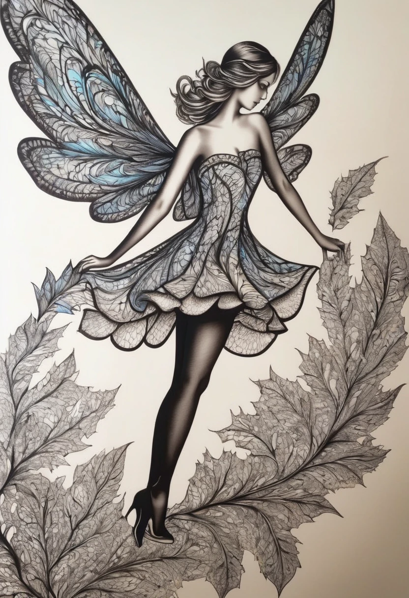 Une feuille de dessin est posée sur un bureau , Dessiner une femme ange 4D de style encre uhd époustouflante et à couper le souffle, dessin d’un ange heureuse qui déploie ses ailes hors de la feuille de dessin, ailes très détaillées en dentelle fractal, effet holographique qui sort de la feuille de dessin, dessin extrêmement détaillé, hyperréaliste, Des détails sublimes. Un travail vraiment remarquable, travail joyeux et sensuel, (sublime poitrine effet push-up qui semble sortir de la feuille de dessin), (elle sort de la feuille de dessin, les ailes sortent de la feuille de dessin)