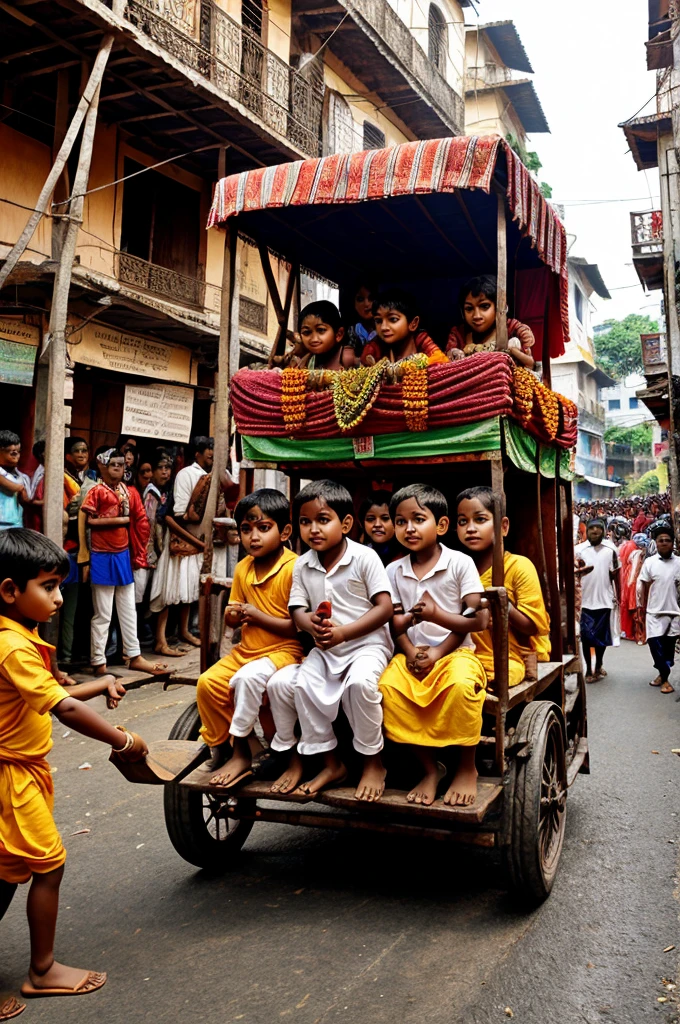 hue hain
Translate text with your camera
A group of children pulling the chariot of Lord Jagannath in which Lord Jagannath is sitting.