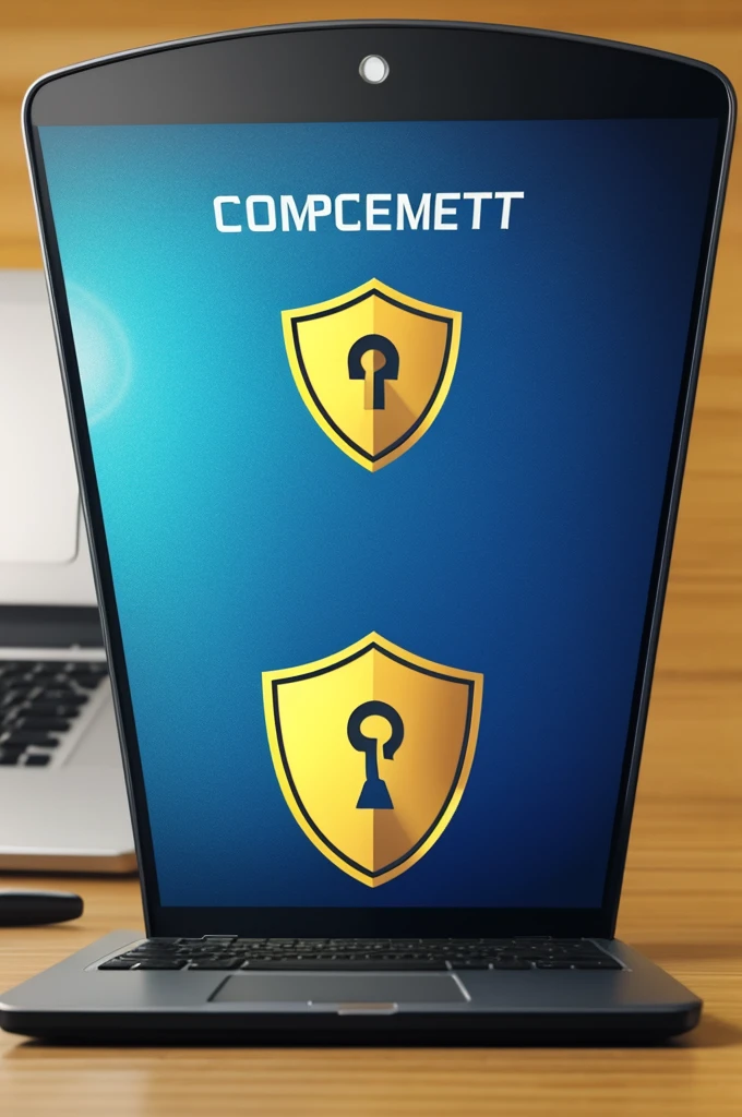 An image of a shield protecting a computer and smartphone, symbolizing cybersecurity.