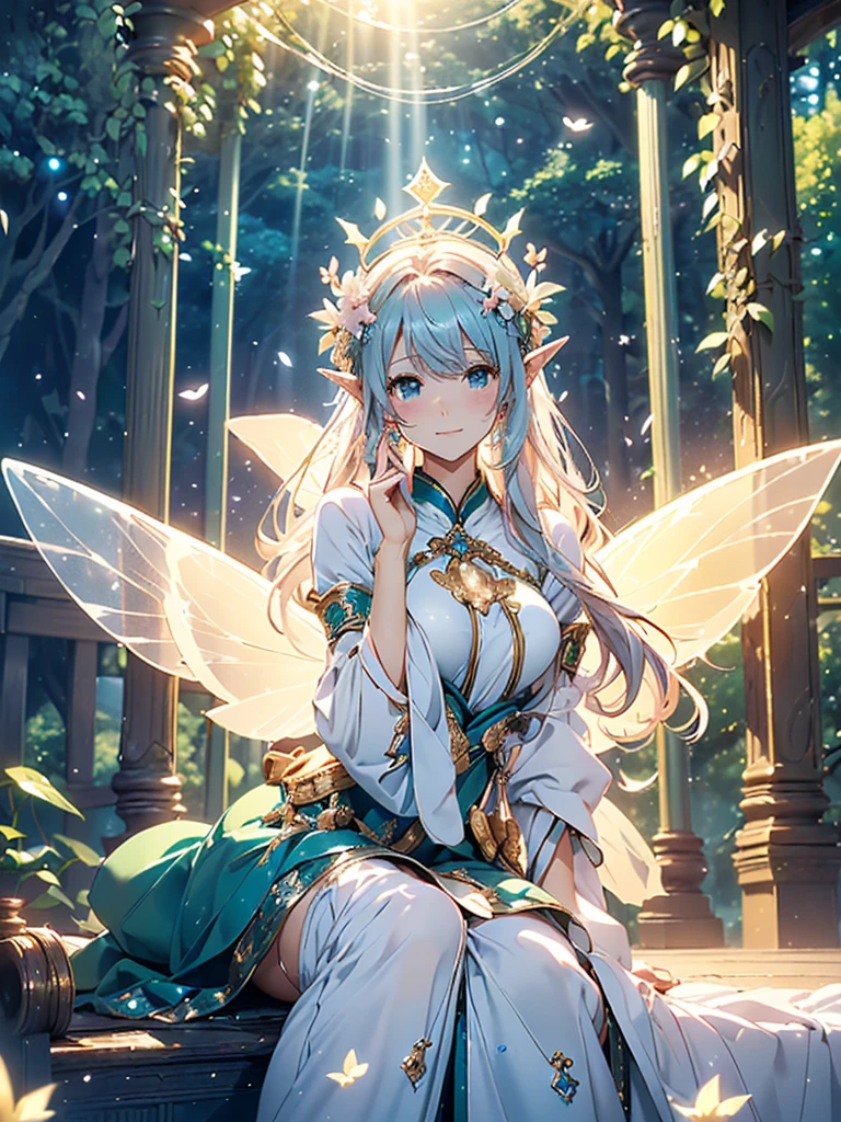 最high quality、1woman elf 、Beautiful foam、、CourtyardShining fairy wings、AND.g: Worst quality ,Flower fractal art 、see-throughbodystocking,Beautiful side shot, radiance,High-definition depiction, Realistic, 8K, Unity, beautiful Shot, light smile, Beautifully and vividly drawn, , Beautiful, beautiful, clear skin、sexly,beautiful dress,Countless rays of light pouring down, Swirling Light, big background, Raise one arm above your head, Intense light is emitted from the magic circle in front of the girl. forest、Lots of leaves、green leaves、flower、Particles of light、Bedroom at night、Magic Palace、Fairy tale、
Romanticism,Cowboy Shot: The most beautiful form of chaos, Mr..々colour, Intertwined flowers, Particle,magical gentle light,smile,sexly,image quality、masterpiece、Beautiful Face、Super beautiful elf woman((Big breasted 22 year old office lady、Bust 100,Beautiful long ironed hair 、bionde hair,height: 165cm。、sexly、ANDsbian、、high quality、、Visual art、Written boundary depth、、ANDlf ANDars、、universe、Happy smile、gentle light、ANDlf forest、elegant、ticker beautiful decorative、、magic、forest、beautiful tiara、Beautiful bed、Beautiful Landscape、A kind smile、wonderful、Fluttering petals、Dance happily、、Cultivate fantasy、、Mystery light Lots of flowers、、art、forest, palace, art,mystery,Ultra-high resolution,atmosphere A colorful and dreamy anime-style illustration of a young girl with beautiful hair, sitting amidst a vibrant, mechanical landscape. She is wearing a casual outfit with mechanical leg armor, surrounded by a kaleidoscope of colors and glowing lights. The background is filled with whimsical details and a magical atmosphere. --ar 3:4 --style raw --stylize 600 --niji 6、Throne
