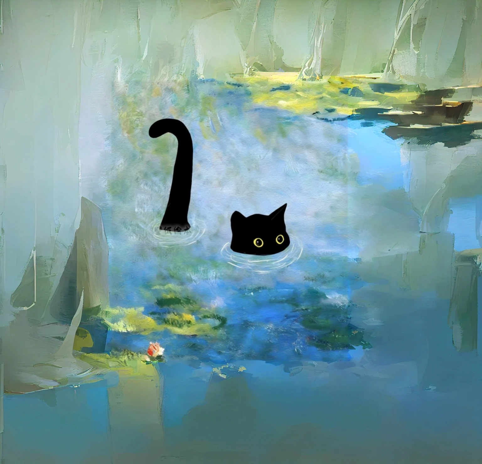 Cat in a water wallpaper