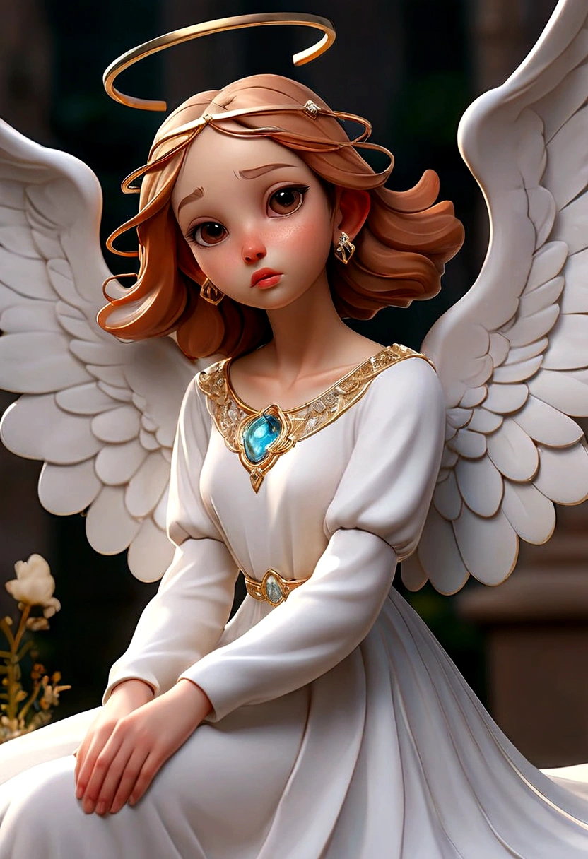 (8k, RAW photo, best quality, ultra detailed CG ,unity 8k wallpaper,masterpiece:1.2), a girl, 3d, ultra beautiful detailed eyes, Precise iris depiction,ultra-detailed, photo (Fall Angel style: 1) Digital painting of a white silk corset and a ballerina skirt standing in the water (Charming Angel: 1)