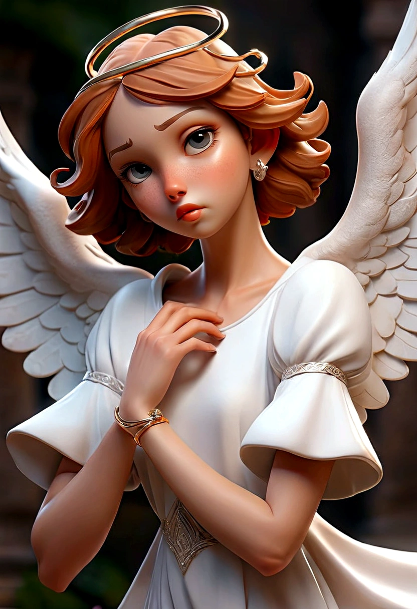 beautiful Angel, Wearing a gorgeous dress that covers the whole body, luxurly gawn,Floating in the air, angel wings, (angel ring:1.3), outdoor, detailed face, detailed eyes, detailed lips, detailed nose, detailed foot, full body shot, giga_busty