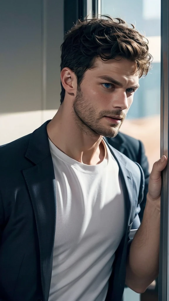 Jamie dornan,Delicate facial features,Handsome and handsome,Wear a top,Upper body side,Handsome to burst