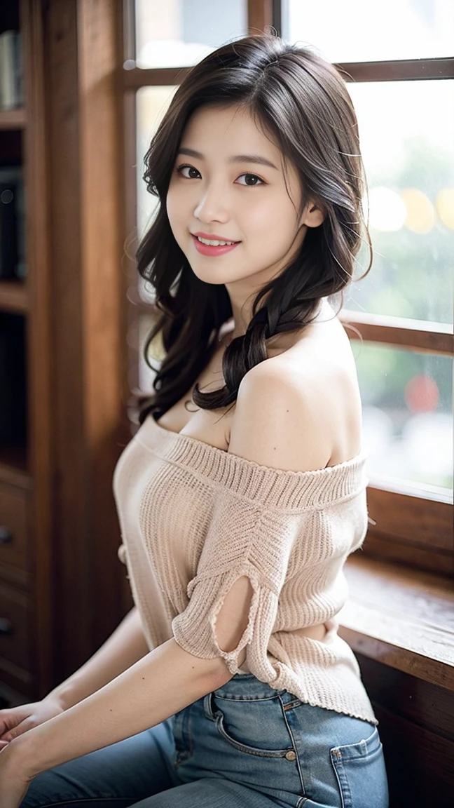 best quality, masterpiece, beautiful and aesthetic, 16K, (HDR:1.4), high contrast, bokeh:1.2, lens flare, (vibrant color:1.4), (muted colors, dim colors, soothing tones:0), cinematic lighting, ambient lighting, sidelighting, Exquisite details and textures, cinematic shot, Warm tone, (Bright and intense:1.2), wide shot, by playai, ultra realistic illustration, siena natural ratio, anime style, a picture from a high angle, a view from above, long Straight black hair with blunt bangs, (a charming smile:1), Gray bracelet, a oversized off-shoulder pink an oversized T-shirt, jeans, playing Gibson bass guitar, a sexy instagram Hot Swiss model, with a tattoo, oversized clevage, Broken Glass effect, no background, stunning, something that even doesn't exist, mythical being, energy, molecular, textures, iridescent and luminescent scales, breathtaking beauty, pure perfection, divine presence, unforgettable, impressive, breathtaking beauty, Volumetric light, auras, rays, vivid colors reflects.