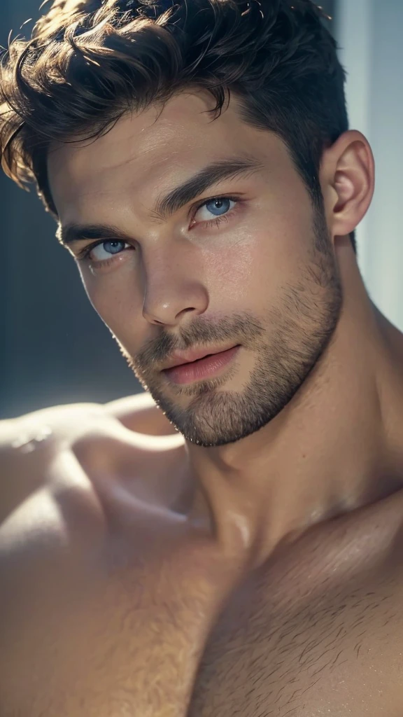 Jamie dornan, ((the best quality)), ((masterpiece)), (detailed), perfect face, male, Perfect Body, short hair, white skin, Shirtless, Sunlight, ((the best quality)), ((Masterpiece)), (details), perfect face, high definition, Masterpiece,4k,details clearly, Handsome face, male body, strong muscles, The most handsome man in the world, handsome, The coolest face, Male characters, close image (1man, shirtless), young man, Extremely muscular tall man, open your eyes ((detailed eyes)), huge, muscular body and Massive, bulging pecs, muscular abs, delicate big eyes, carefree expression, clear face, handsome (detailed face, perfect face) ((extremely realistic shadows, bodybuilding posture, human, ((35-year-old man)), V shape, close up look, CG sense, Textured skin, the best quality, Storytelling images, shining eyes