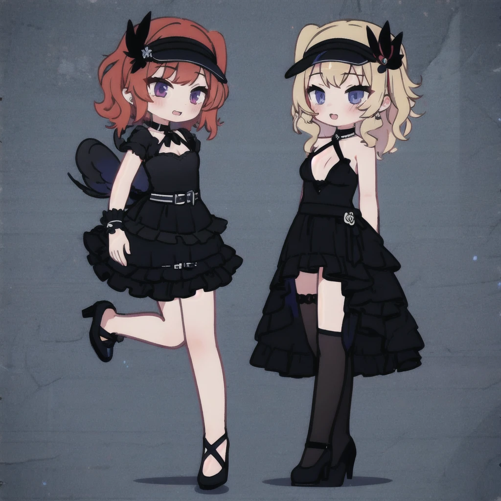 1 girl, short fibers, Curly hair, black dress, fitting dress, Short dress, High heel shoes, sexy poses