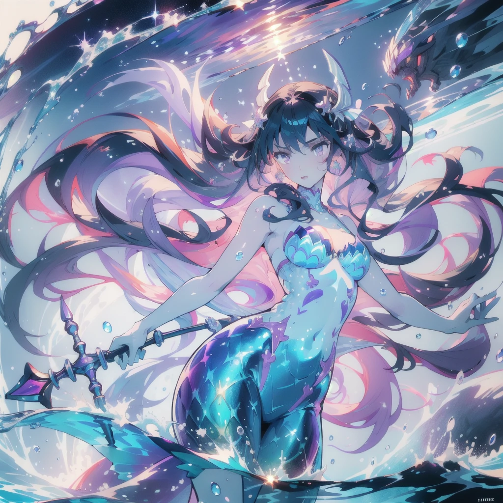 masterpiece, The need for goodness, 1 person, Adult, Mature Woman, Tall muscular man, Dark Theme, Magic array, bubble, Rainbow sunshine, In the water, mirror, Floating Glass Sheet, Rainbow Light, bubbleスワール, Whirlpool of the wind, Aurora, Fantasy Landscape, Starlight around the character, (Upper Body), Naked on Upper Body, Unicorn Tattoo