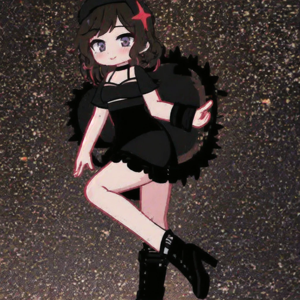 1 girl, short fibers, Curly hair, black dress, fitting dress, Short dress, High heel shoes, sexy poses